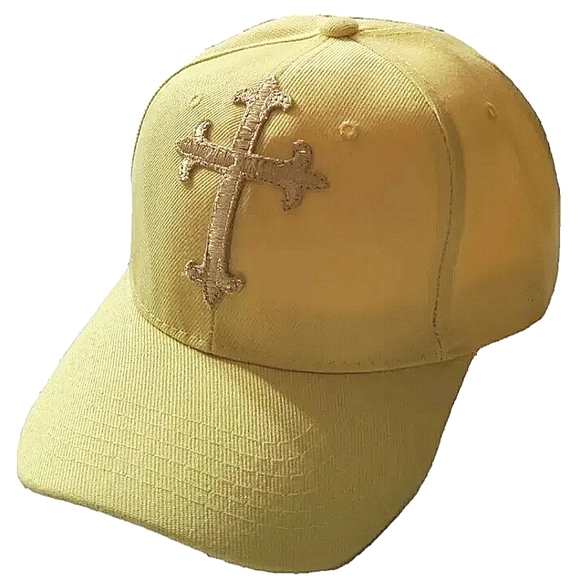 NEW *The Cross* Baseball Cap! Gold Cross. Yellow Hat. Christianity. Unisex - Picture 3 of 7
